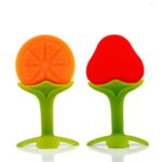 Chanak Baby Silicone Fruit Teether for Toddlers (Orange & Red)