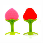 Chanak Baby Silicone Fruit Teether for Toddlers (Pink & Red)