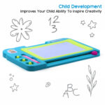 Chanak's Magnetic Slate Board for Learning Writing and Drawing, Magnetic Pen and Stamps (SkyBlue)