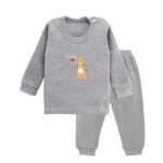 CUCUMBER Baby's Winter Wear Thermal Upper Full Sleeves Body Warmer Top Sweater and Lower Pyjama Bottoms (Grey, 6-12 Month Baby)