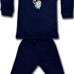CUCUMBER Baby's Winter Wear Thermal Upper Full Sleeves Body Warmer Top Sweater and Lower Pyjama Bottoms (Navy, 12-18 Month Baby)
