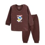 CUCUMBER Baby's Winter Wear Thermal Upper Full Sleeves Body Warmer Top Sweater and Lower Pyjama Bottoms (Brown, 3-6 Month Baby)