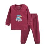 CUCUMBER Baby's Winter Wear Thermal Upper Full Sleeves Body Warmer Top Sweater and Lower Pyjama Bottoms (Maroon, 6-12 Month Baby)