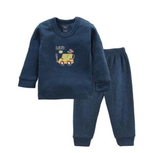CUCUMBER Baby's Winter Wear Thermal Upper Full Sleeves Body Warmer Top Sweater and Lower Pyjama Bottoms (Royal, 3-6 Month Baby)