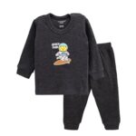 CUCUMBER Baby's Winter Wear Thermal Upper Full Sleeves Body Warmer Top Sweater and Lower Pyjama Bottoms (Black, 3-6 Month Baby)