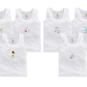 Cucumber Presents Unisex White Color Pure Cotton Vest for Baby Pack of 6 (12-18 Months, White)
