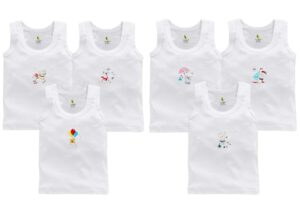Cucumber Presents Unisex White Color Pure Cotton Vest for Baby Pack of 6 (18-24 Months, White)