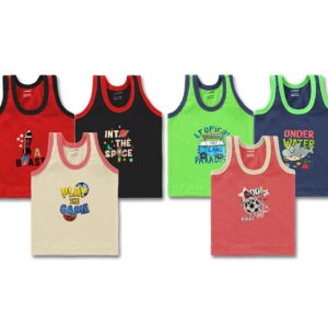 Cucumber Vest for Baby Boys & Baby Girls Pure Cotton (Multicolor) (Pack of 6) (3-6 Months, Multicolor-1)