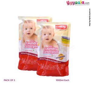 LUVLAP Baby Laundry Detergent Anti Bacterial Refill Pack of 2 (1L Each)