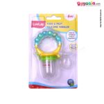LUVLAP Food & Fruit Silicone Nibbler with rattle & Extra Silicone Mesh Sack 6+m Age - Yellow, Green