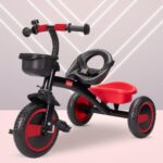 LuvLap Joy Baby Cycle/Tricycle for Kids, 1.5 to 5 Yrs, Upto 25Kg, Adjustable Safety Belt, Front & Rear Baskets, 2 Position Adjustment, Red