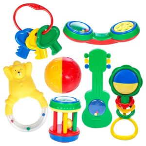 Mee Mee BPA Free Baby Rattles Set, Rattle Gift Set, Made of Food Grade Plastic, Grab Rattles and Soothing Teethers for Babies & Infants, Early Age Toys for Kids, Girls & Boys...