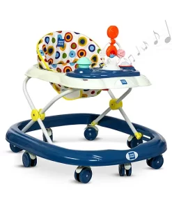 Mee Mee Baby Walker With 3 Level Adjustable Height | with Musical Tray, Detachable Food Tray, 360 Wheels and Comfortable Cushion, BIS Certified | Baby Activity Walker For 6 - 18 Months, Upto To 15 Kg Blue