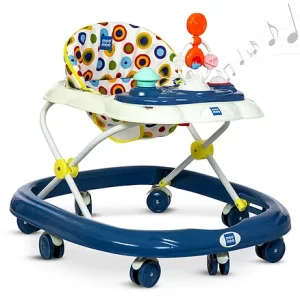 Mee Mee Baby Walker With 3 Level Adjustable Height | with Musical Tray, Detachable Food Tray, 360 Wheels and Comfortable Cushion, BIS Certified | Baby Activity Walker For 6 - 18 Months, Upto To 15 Kg Blue