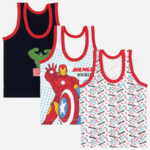 Avengers Boys Vest Round Neck Sleeveless Solid Pack Of 3