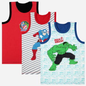 Bodycare Avengers Boys Vest Round Neck Sleeveless Solid Pack Of 3