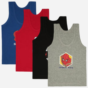 Bodycare Boys Cotton Spiderman Printed Vest Pack Of 4