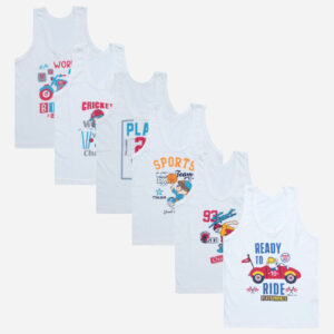 Bodycare Boys Cotton Vest Round Neck Sleeveless Solid Pack Of 6