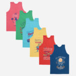 Bodycare Boys Cotton Vest Round Neck Sleeveless Solid Pack Of 6