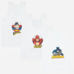 Bodycare Justice League Boys Vest Round Neck Sleeveless Solid Pack Of 3