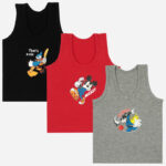 Bodycare Mickey & Friends Boys Vest Round Neck Sleeveless Solid Pack Of 3
