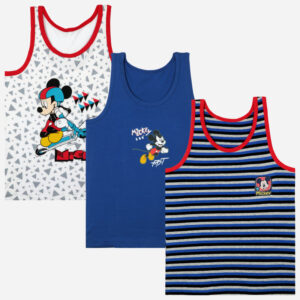 Bodycare Mickey & Friends Boys Vest Round Neck Sleeveless Solid Pack Of 3