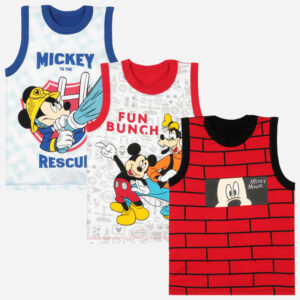 Bodycare Mickey & Friendss Boys Vest Round Neck Sleeveless Solid Pack Of 3