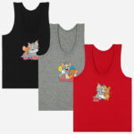 Bodycare Tom & Jerry Boys Vest Round Neck Sleeveless Solid Pack Of 3