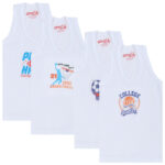 DYCA Boys Cotton Printed Vest Round Neck Sleeveless Pack Of 4
