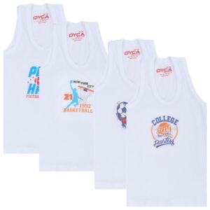 DYCA Boys Cotton Printed Vest Round Neck Sleeveless Pack Of 4