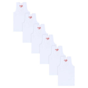 DYCA Boys Cotton Vest Round Neck Sleeveless Solid Pack Of 6