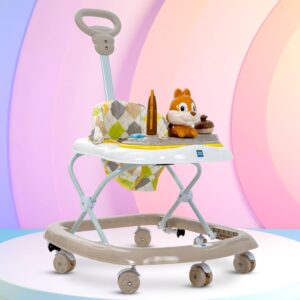 Mee Mee Baby Walker with Push Handle & Music – Safe & Fun Activity Walker (Beige)