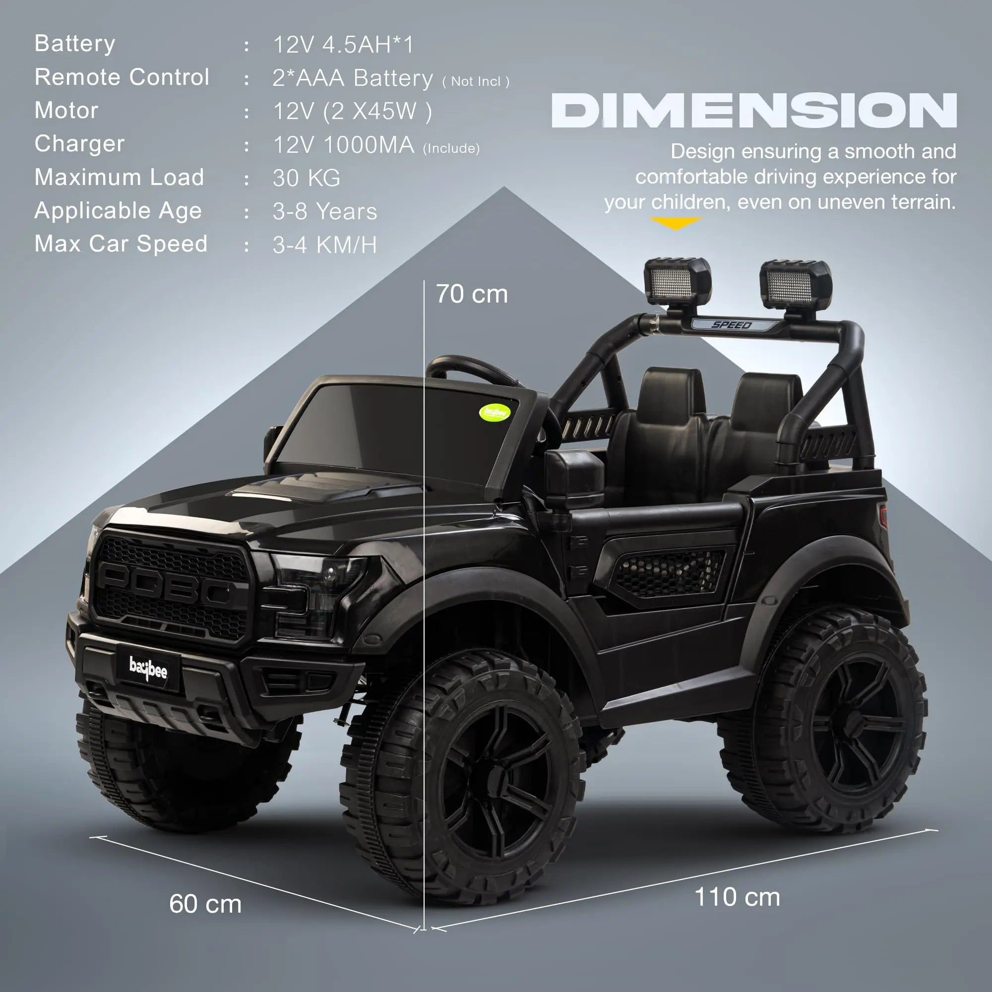 Baybee Bronco Battery Operated Jeep for Kids RGB Windshield Light & Music - Image 7