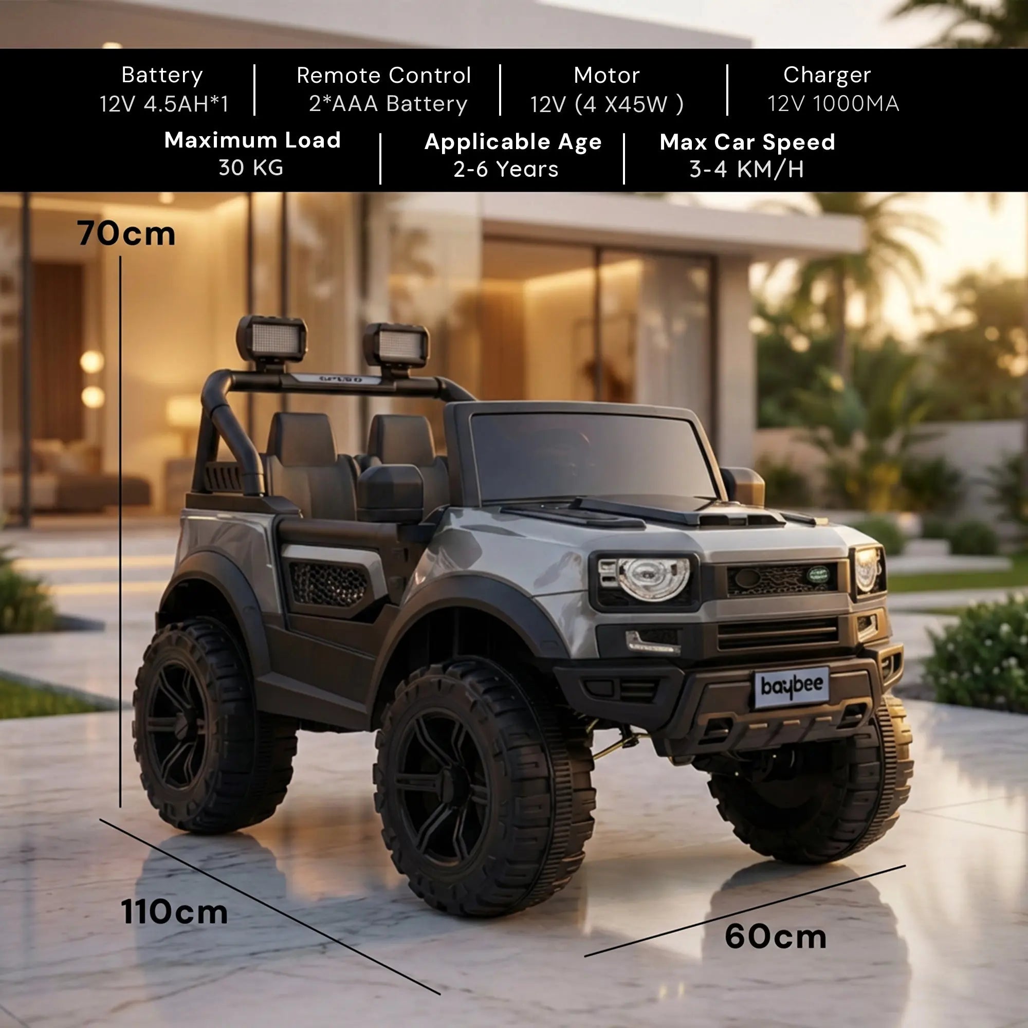 Baybee Rover Pro 4×4 Battery Operated Jeep for Kids, Ride on Toy Car (Painted) - Image 16