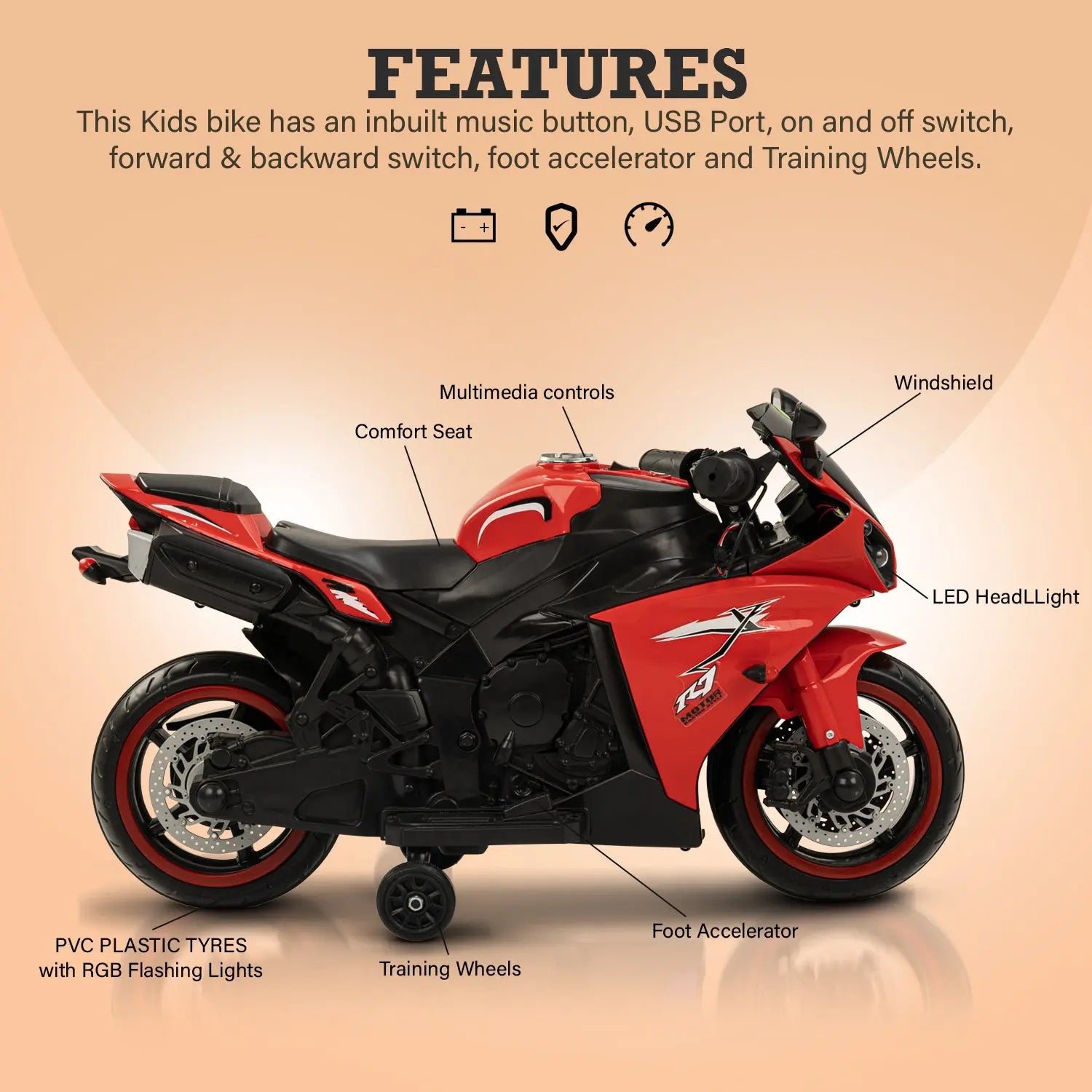 Baybee R7 Rechargeable Battery Operated Bike for Kids - Image 19
