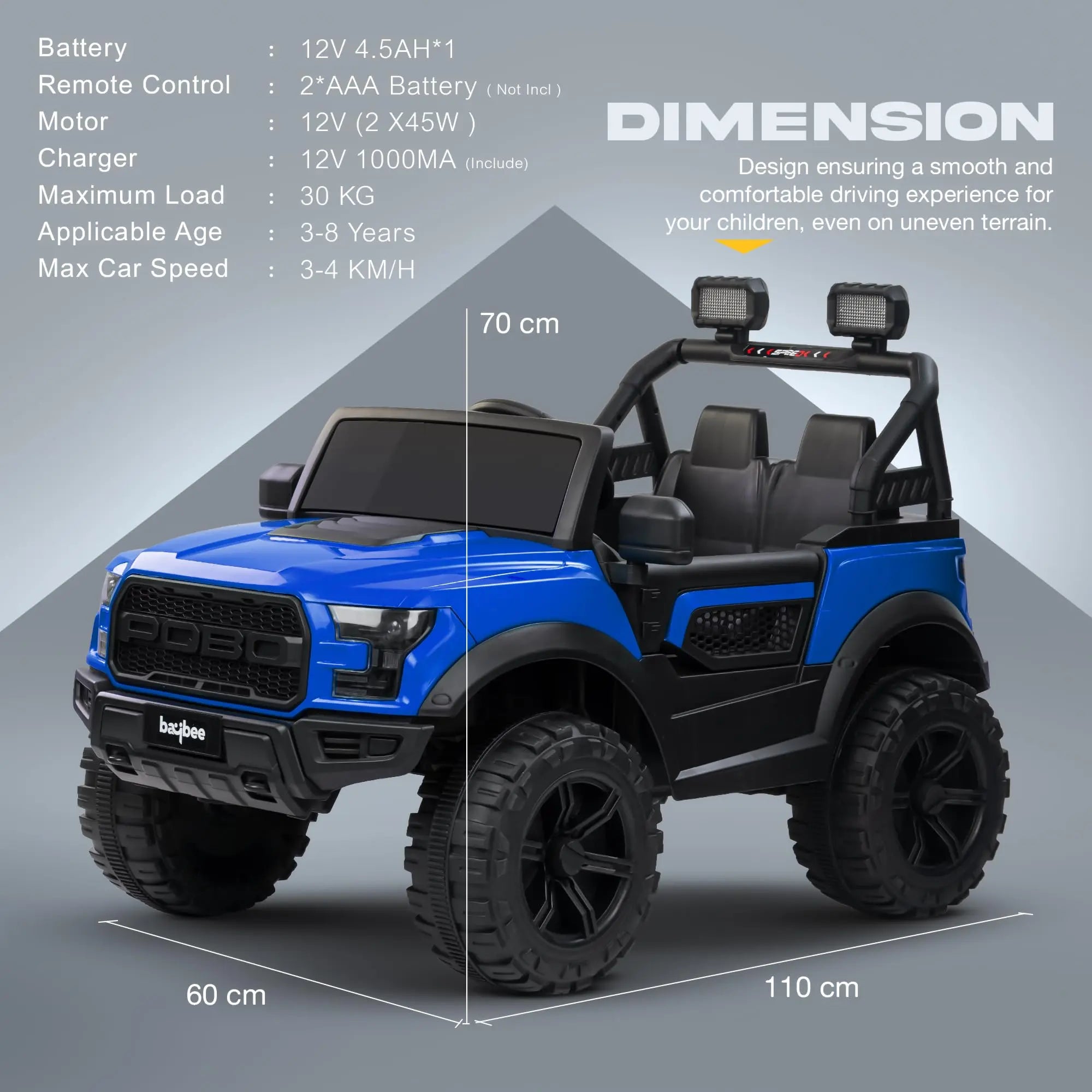 Baybee Bronco Battery Operated Jeep for Kids RGB Windshield Light & Music - Image 23