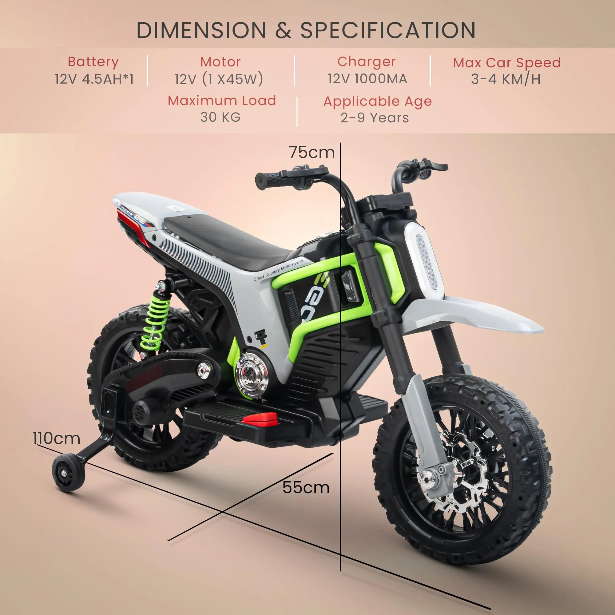 Baybee Motocross Electric Bike for Kids - Image 24