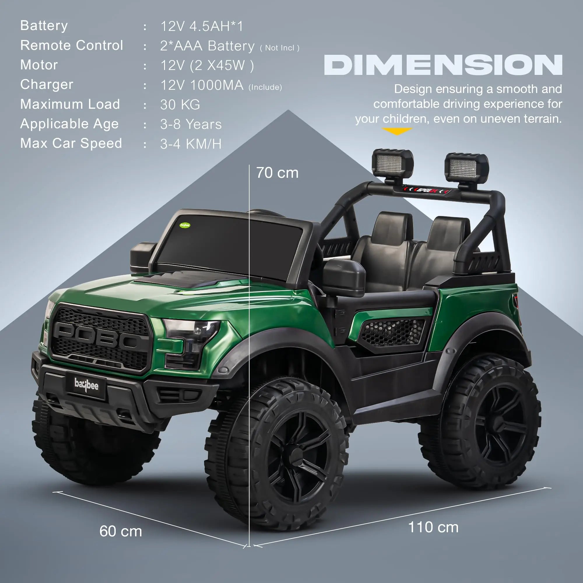 Baybee Bronco Battery Operated Jeep for Kids RGB Windshield Light & Music - Image 31