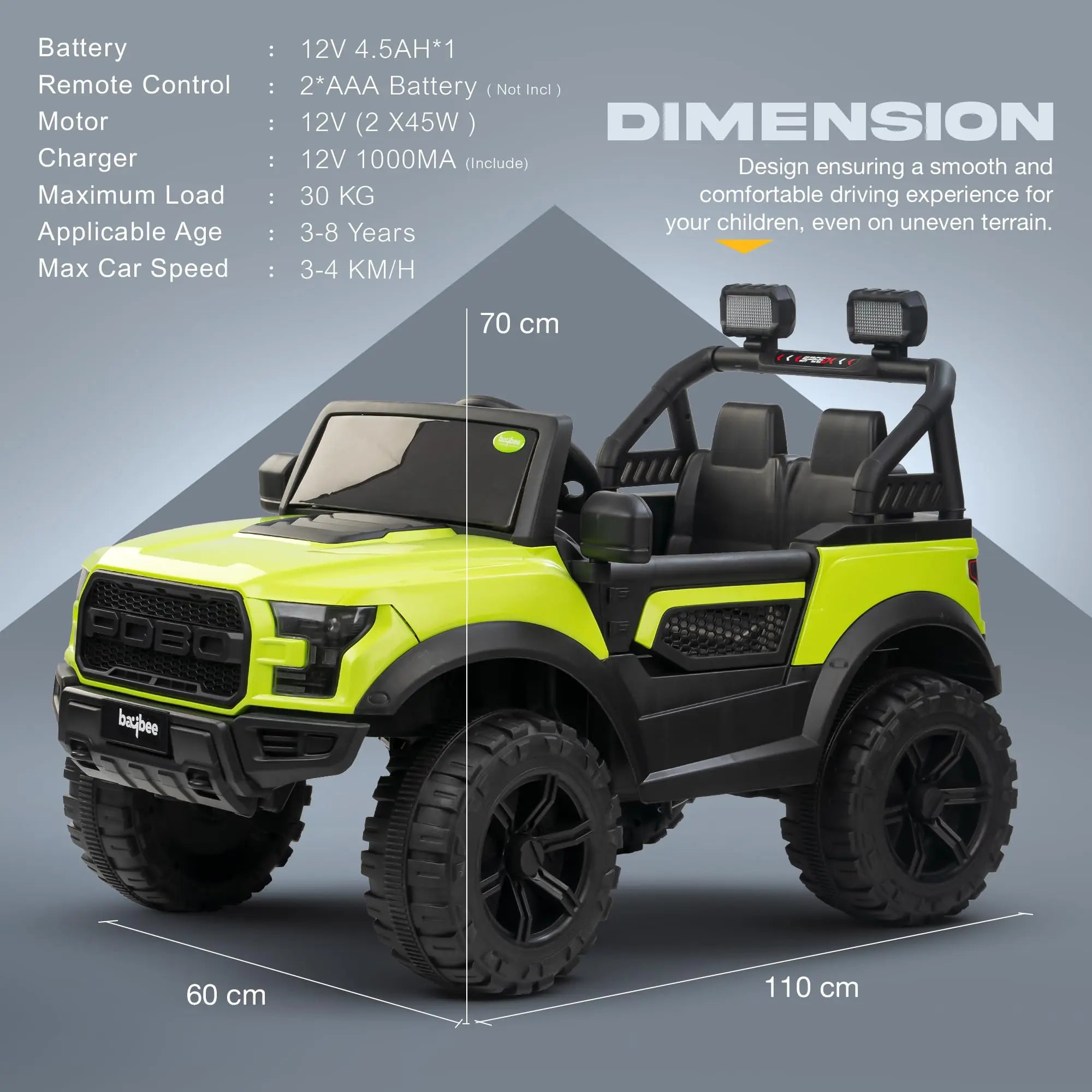 Baybee Bronco Battery Operated Jeep for Kids RGB Windshield Light & Music - Image 39