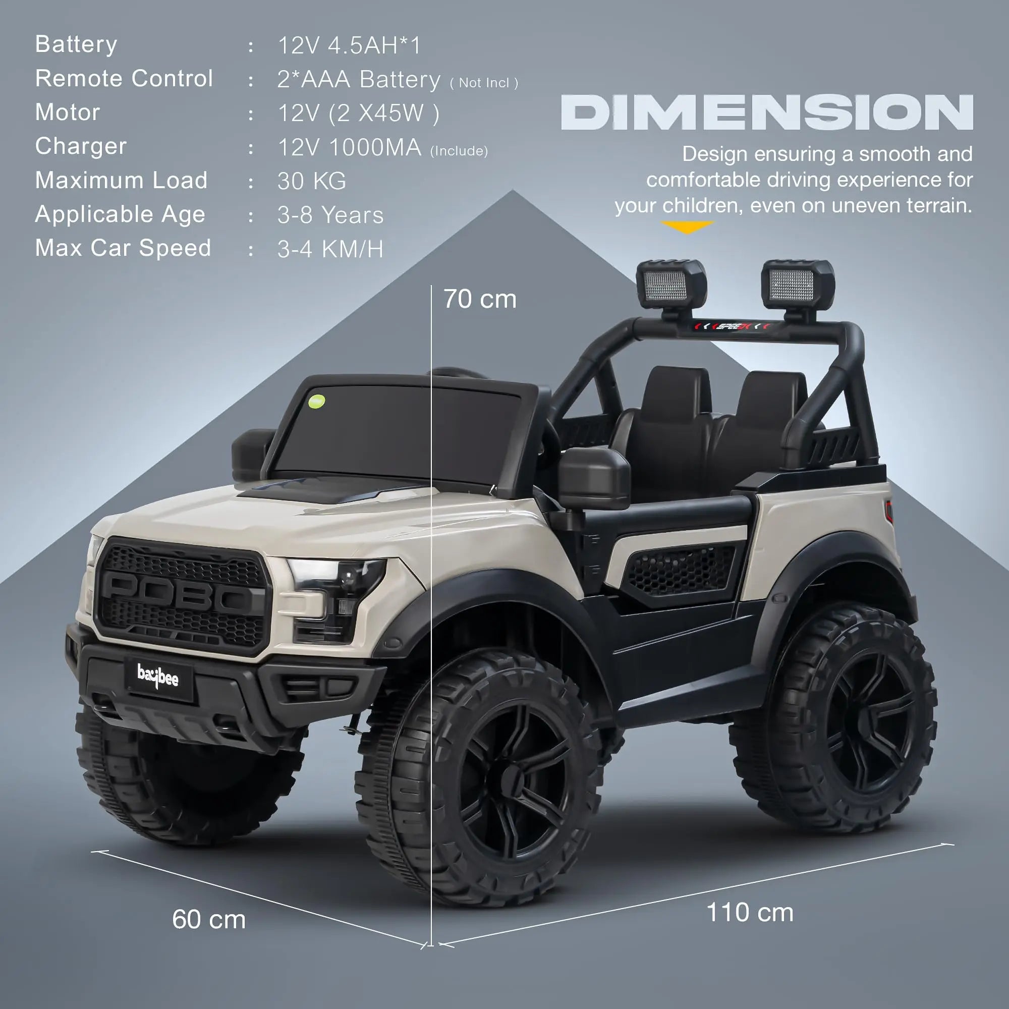 Baybee Bronco Battery Operated Jeep for Kids RGB Windshield Light & Music - Image 47