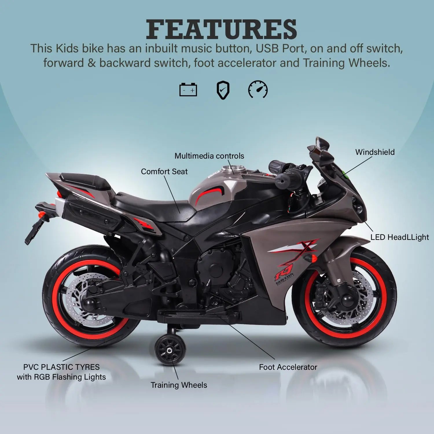 Baybee R7 Rechargeable Battery Operated Bike for Kids - Image 50