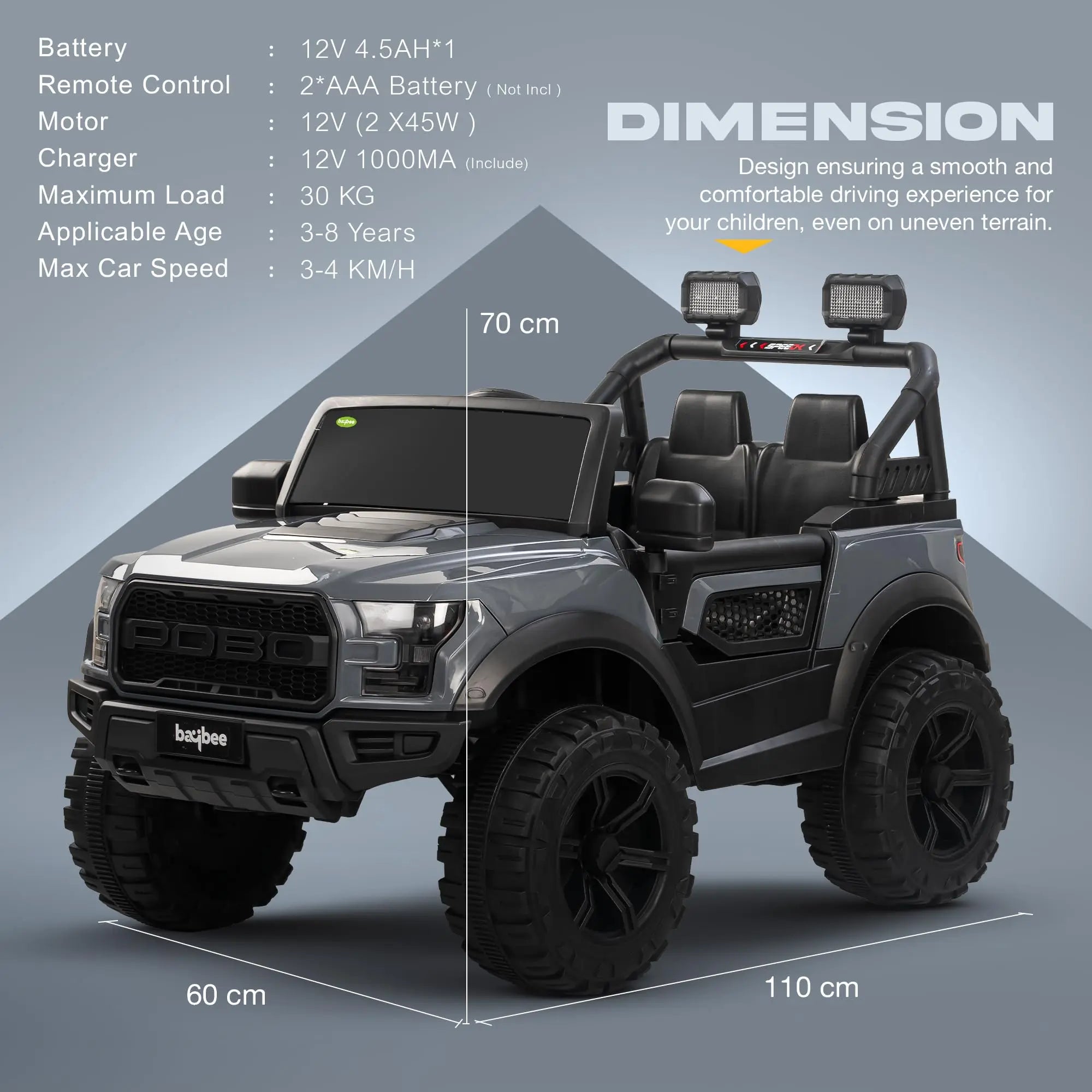 Baybee Bronco Battery Operated Jeep for Kids RGB Windshield Light & Music - Image 55