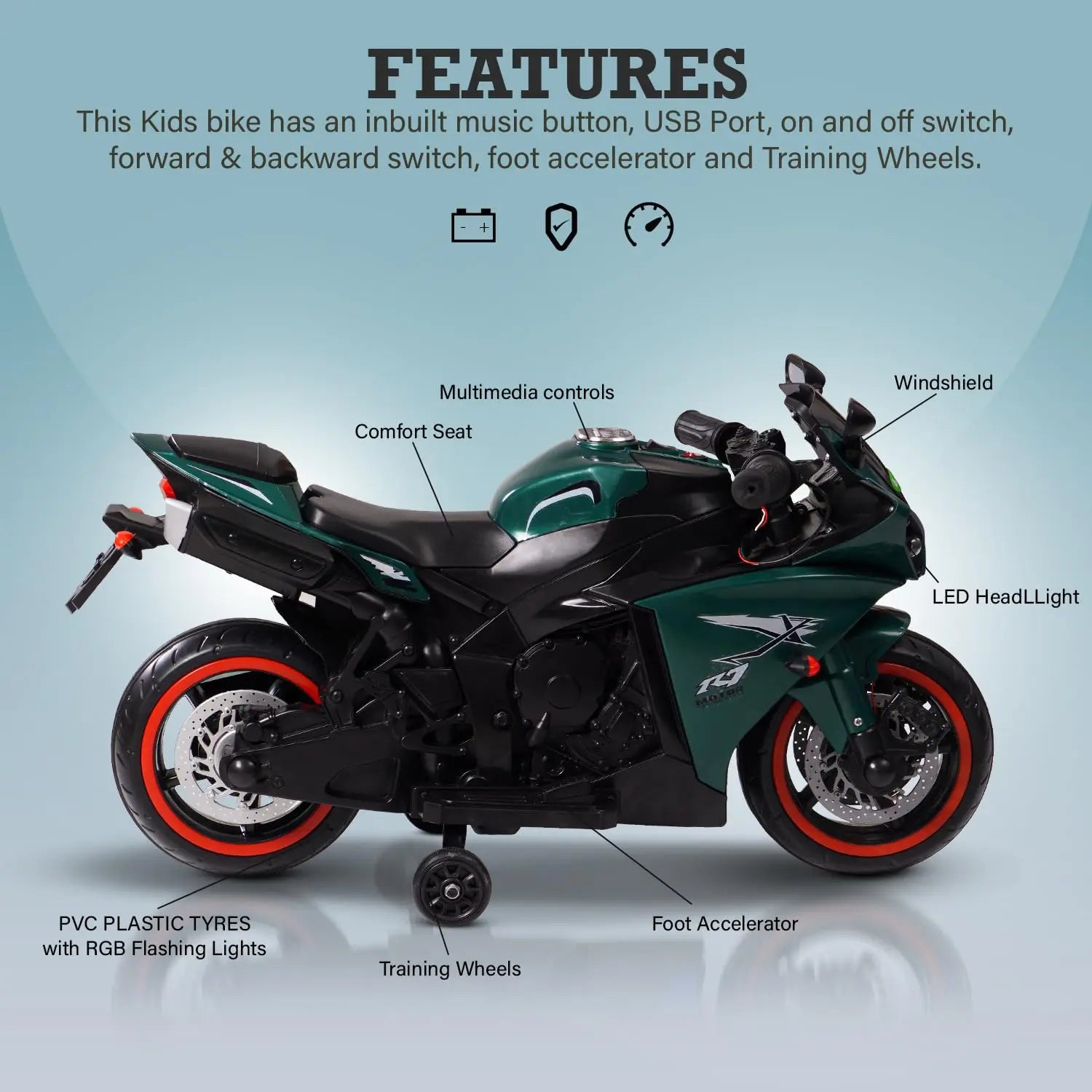 Baybee R7 Rechargeable Battery Operated Bike for Kids - Image 58